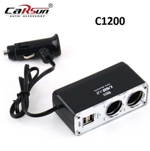 Διπλός φορτιστής αυτοκινήτου 2 USB 100W CARSUN
