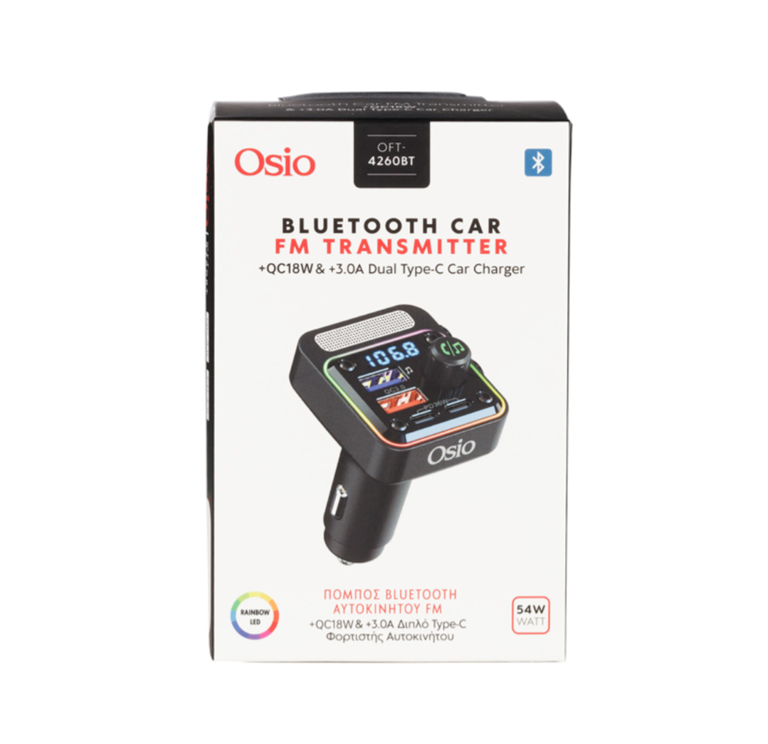 Osio OFT-4260BT Black FM transmitter and car charger 54W