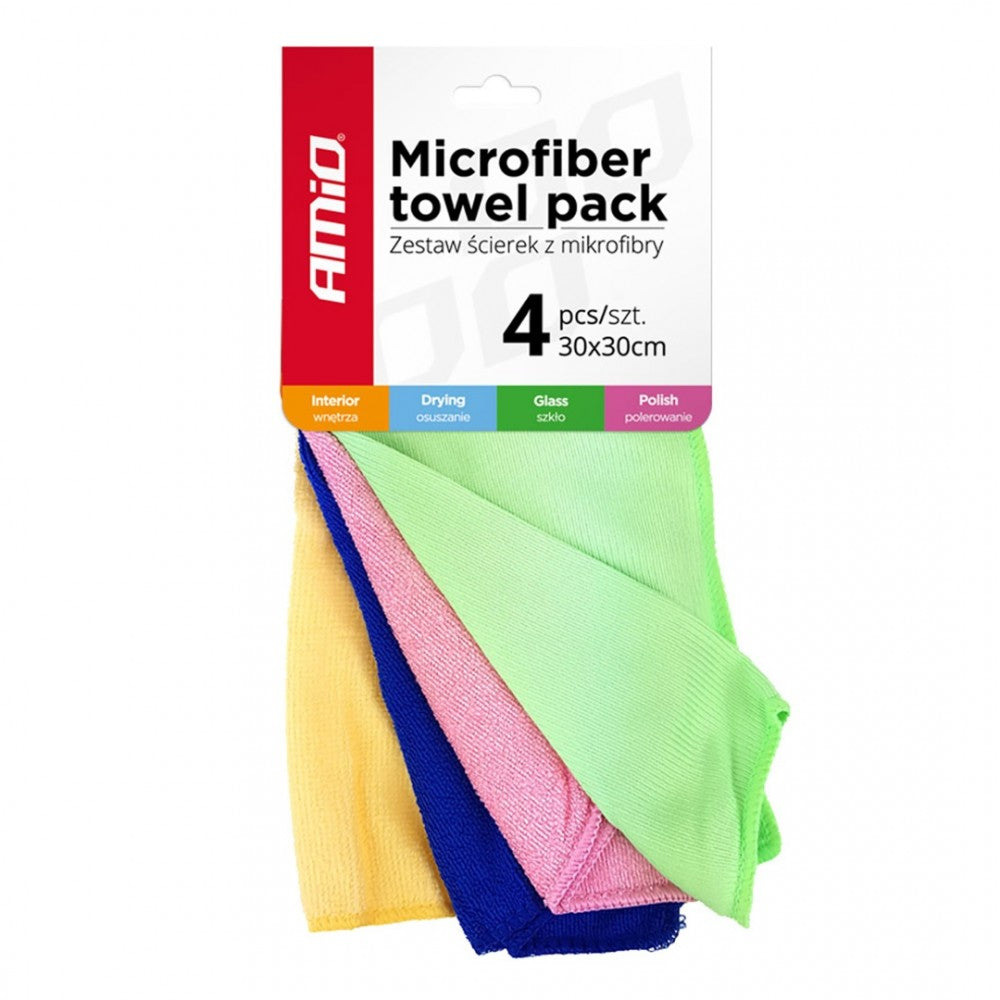 Πανιά καθαρισμού microfibra τεσσάρων τύπων AMiO