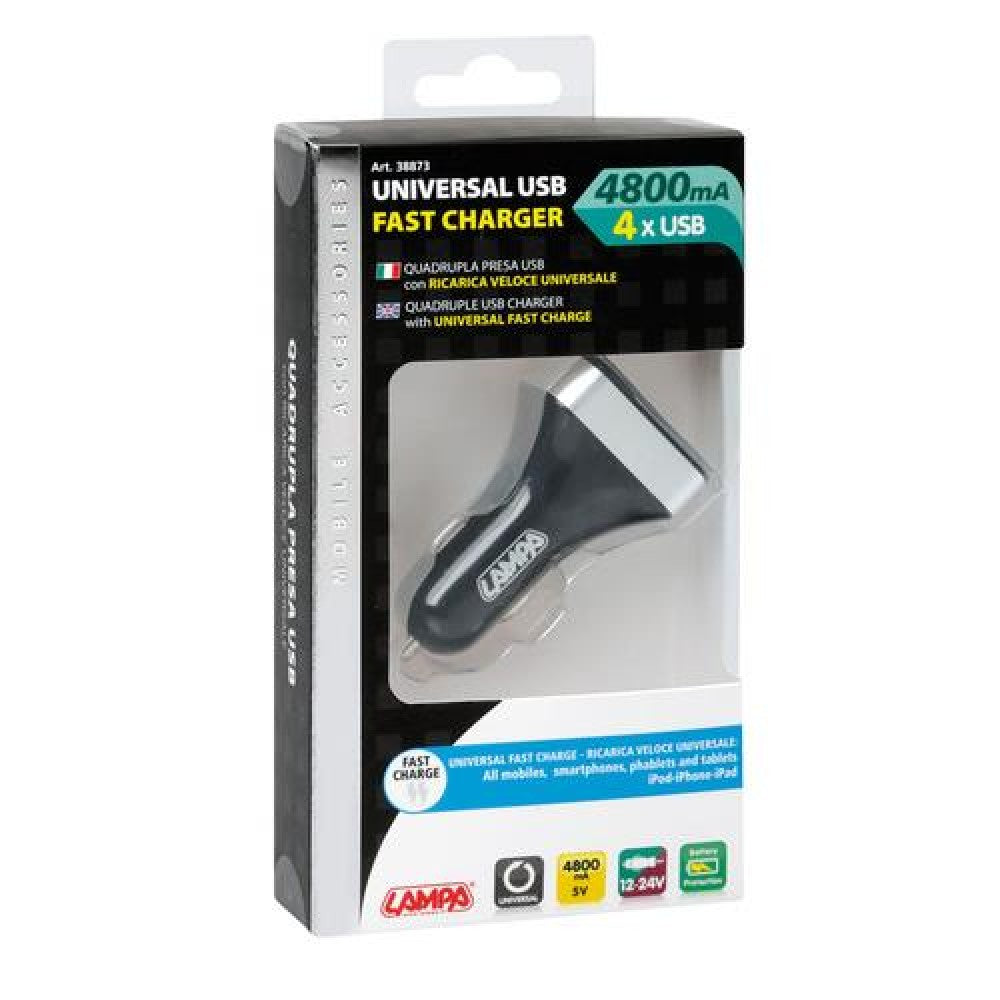 ΦΟΡΤΙΣΤΗΣ LAMPA UNIVERSAL 4 ΘΥΡΕΣ USB FAST CHARGE 12/24V
