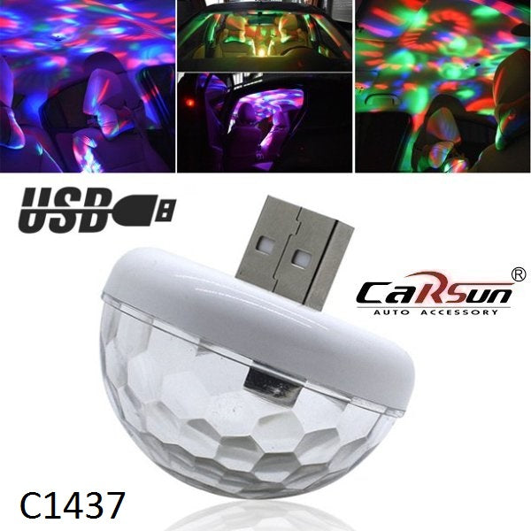 Ντισκόμπαλα LED για εσωτερικό αυτοκινήτου USB RGB